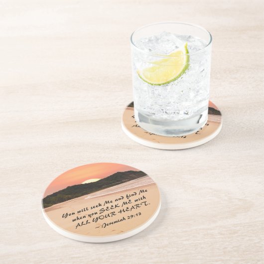 エレミヤ29:13あなたがたの聖書をすべて持って、わたしを求めなさい コースター (側面)