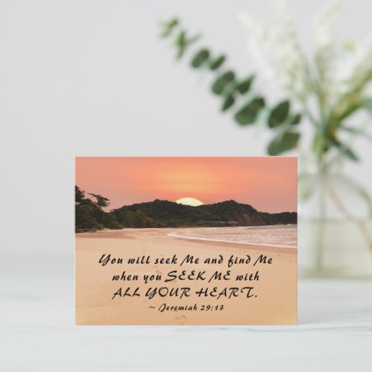 エレミヤ29:13あなたがたの聖書をすべて持って、わたしを求めなさい ポストカード (スタンド正面)