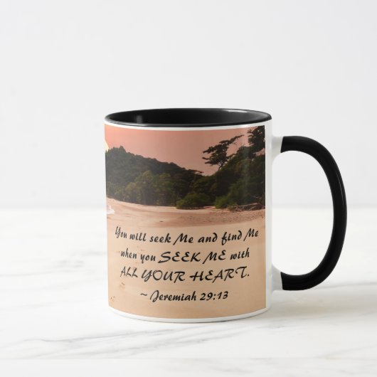 エレミヤ29:13あなたがたの聖書をすべて持って、わたしを求めなさい マグカップ (右)