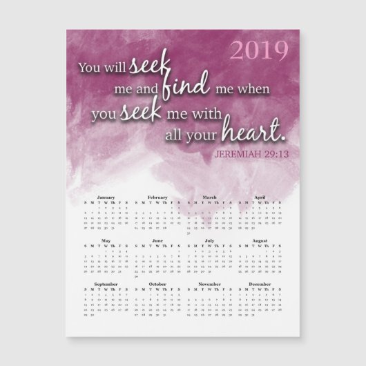 エレミヤ29:13磁気カレンダー (正面)