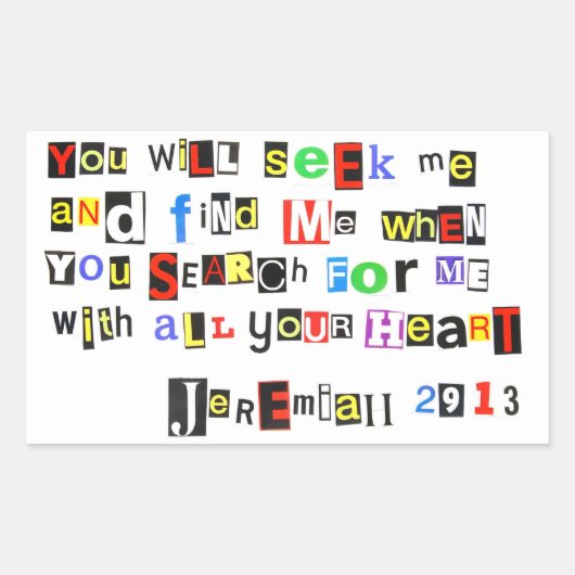 エレミヤ29:13 長方形シール (正面)