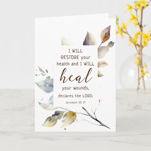 エレミヤ30 17私はあなたの健康の聖書を回復する カード (黄色い花)