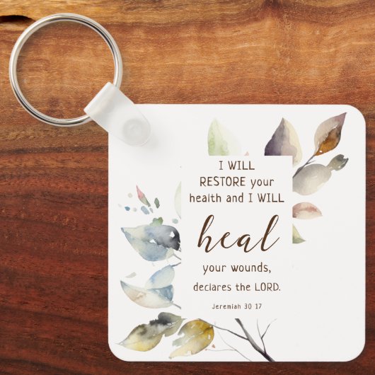 エレミヤ30 17私はあなたの傷を癒す聖書の聖句 キーホルダー (正面)