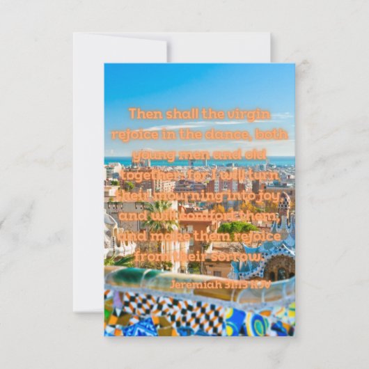 エレミヤ31:13 KJVバイブル聖句Pic Flat Greeting カード (正面)