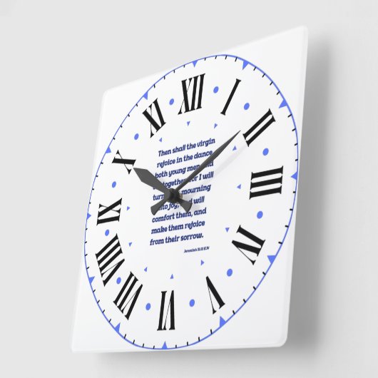 エレミヤ31:13 KJV聖書ローマ数字 スクエア壁時計 (傾斜)