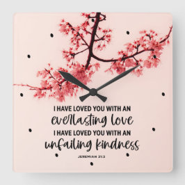 エレミヤ31:3わたしは聖書の聖句を愛した スクエア壁時計