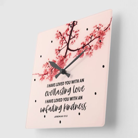 エレミヤ31:3わたしは聖書の聖句を愛した スクエア壁時計 (傾斜)