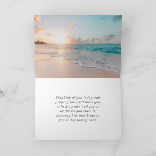 エレミヤ31:3わたしは、あなたがたを愛してきた聖書の海夕日 カード (内部)