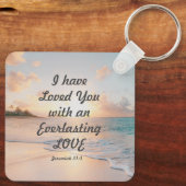 エレミヤ31:3わたしは、あなたがたを愛してきた聖書の海夕日 キーホルダー (裏面)