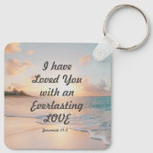 エレミヤ31:3わたしは、あなたがたを愛してきた聖書の海夕日 キーホルダー (裏面)