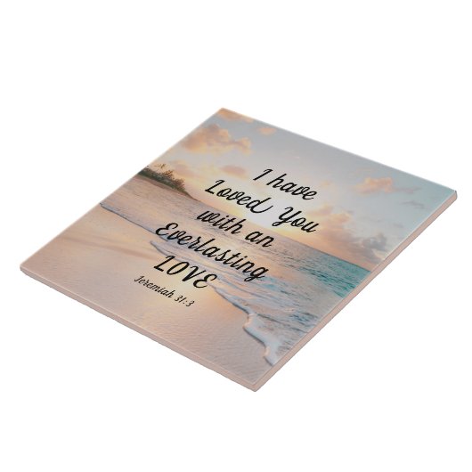 エレミヤ31:3わたしは、あなたがたを愛してきた聖書の海夕日 タイル (側面)