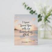 エレミヤ31:3わたしは、あなたがたを愛してきた聖書の海夕日 ポストカード (スタンド正面)