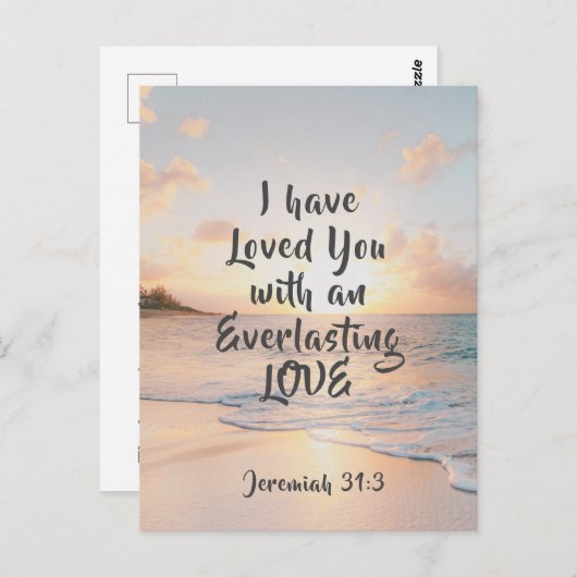 エレミヤ31:3わたしは、あなたがたを愛してきた聖書の海夕日 ポストカード (正面/裏面)