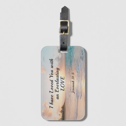 エレミヤ31:3わたしは、あなたがたを愛してきた聖書の海夕日 ラゲッジタグ (正面縦)