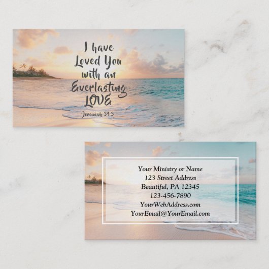 エレミヤ31:3わたしは、あなたがたを愛してきた聖書の海夕日 名刺 (正面/裏面)