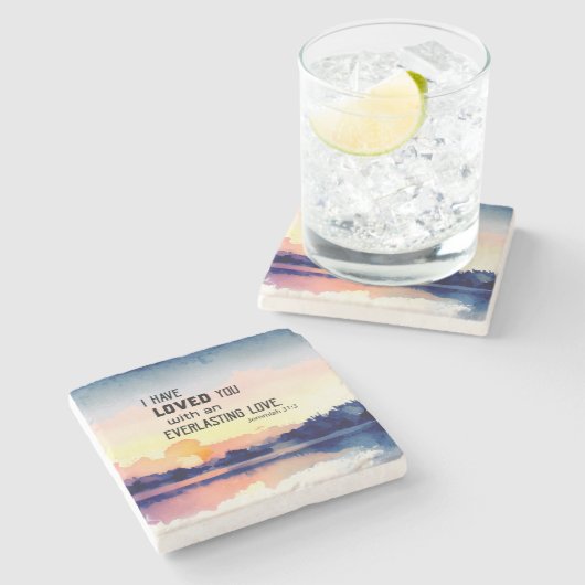 エレミヤ31:3わたしは、あなた方を愛した聖書の聖句 ストーンコースター (横)