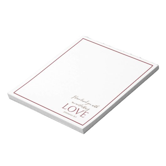 エレミヤ31:3エレガント深い赤い聖句 ノートパッド (回転)