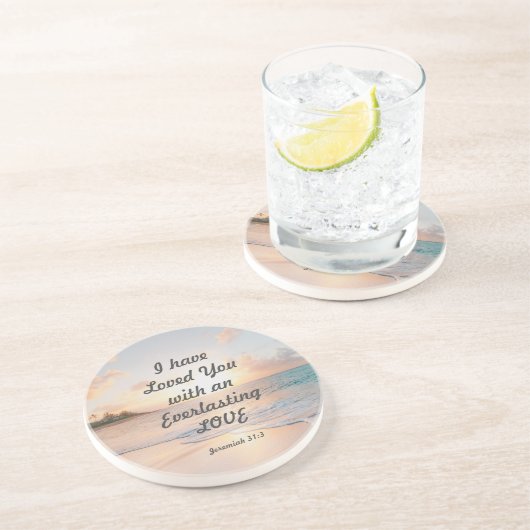 エレミヤ31:3 私はあなたを愛した 聖書 オーシャン サンセット コースター (側面)