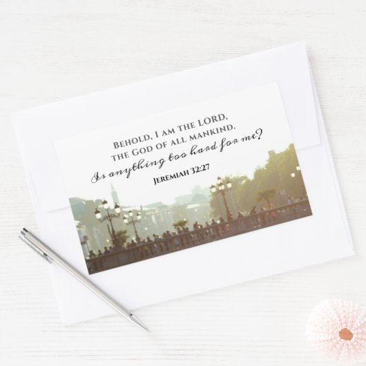 エレミヤ32:27わたしに懸命は何か。 長方形シール (封筒)