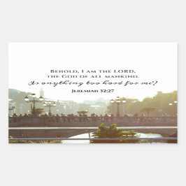 エレミヤ32:27わたしに懸命は何か。 長方形シール