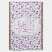 エレミヤ32:27紫色の花の背景 スローブランケット (正面縦)