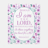 エレミヤ32:27紫色の花の背景 フリースブランケット (正面)