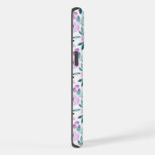 エレミヤ32:27紫色の花の背景 iPhoneケース (右側面)