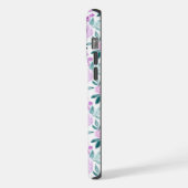 エレミヤ32:27紫色の花の背景 iPhoneケース (左側面)