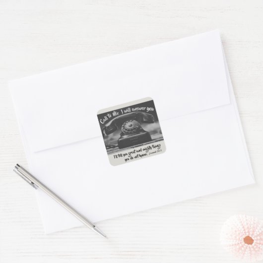 エレミヤ33:3わたしを呼ぶ聖書よ、わたしはあなたに答える スクエアシール (封筒)