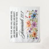 エレミヤ33:3私に呼び出す野生の花聖なる書物、 経典 タペストリー (正面)