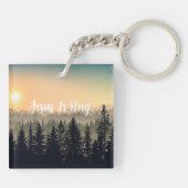 エレミヤ33:3聖書の詩と松の山 キーホルダー (裏面)