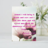 エレミヤ33:6 KJV聖書聖なる書物、 経典Pic Greeting カード (スタンド正面)