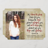 エレミヤ・クリスチャン・バイブル聖句の写真卒業 招待状 (正面/裏面)