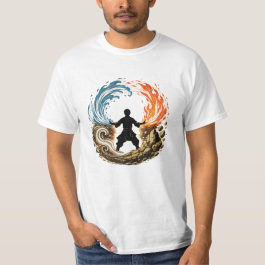エレメンタルウォーリア | 炎 水 地 空気 Tシャツ (正面)