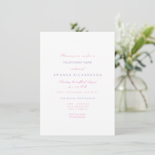 エレメンツピンクパステルブルーベビーシャワーシルバー 招待状 (スタンド正面)