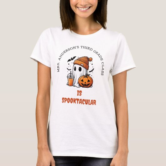 エレメンテパーソナライズされたル先生幽霊ハロウィーン Tシャツ (正面)