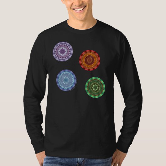 エレメントの曼荼羅柄 メンズ ダークシャツ Tシャツ (正面)