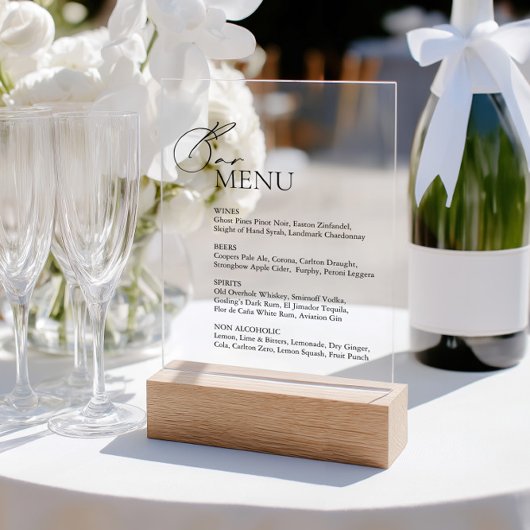 エレメントモダンバーメニュ結婚ーのアクリル記号 アクリルサイン