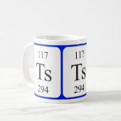 エレメント117白マグカップ – Tennessine コーヒーマグカップ (正面左)