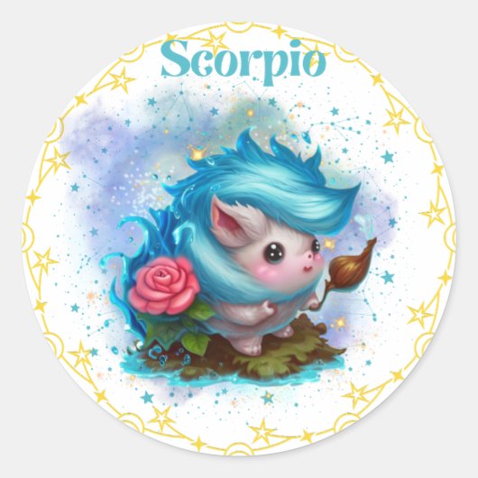 エレメント・ヘッジホッグのスコープ・蠍座・ステッカー ラウンドシール (正面)