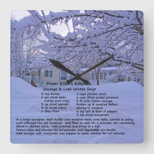 エレンズキッチンレシピウォールクロック スクエア壁時計 (正面)