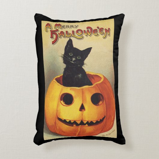 エレンメリークラッサドルのハロウィーン、ヴィンテージ猫 アクセントクッション (正面(垂直))