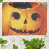 エレンメリークラッサドルのハロウィーン、ヴィンテージ猫 キッチンタオル (折り畳み)