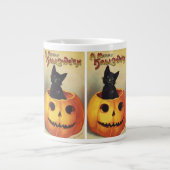 エレンメリークラッサドルのハロウィーン、ヴィンテージ猫 ジャンボコーヒーマグカップ (正面)