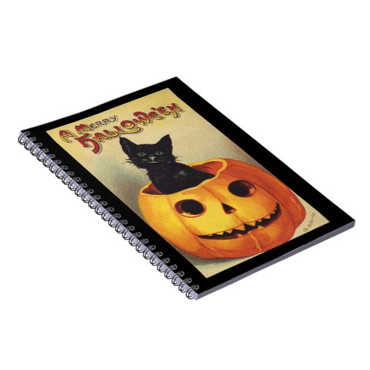エレンメリークラッサドルのハロウィーン、ヴィンテージ猫 ノートブック (右側)