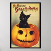 エレンメリークラッサドルのハロウィーン、ヴィンテージ猫 ポスター (正面)