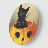 エレンメリークラッサドルのハロウィーン、ヴィンテージ猫 ラージ壁時計 (傾斜)