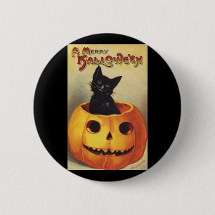 エレンメリークラッサドルのハロウィーン、ヴィンテージ猫 缶バッジ