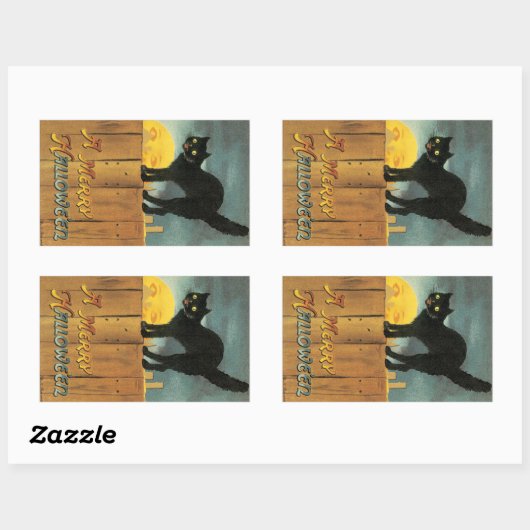 エレン・クラップスダルによるヴィンテージのかわいいハロウィンねこ 長方形シール (シート)