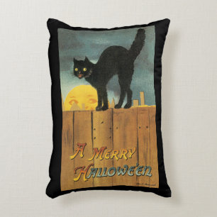 エレン・クラップスダルによるヴィンテージのかわいいハロウィーンの猫 アクセントクッション